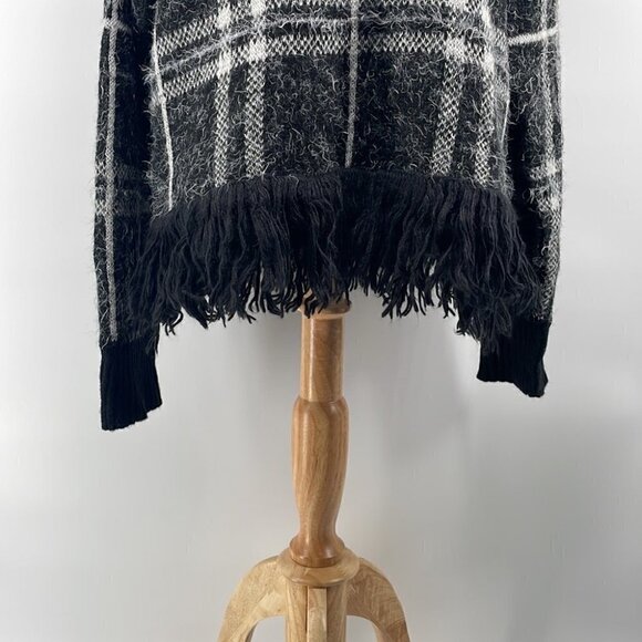 𝅺1. STATE Eyelash Plaid Fringe Sweater warm cozy soft winter vibes sz xl - Picture 6 of 11